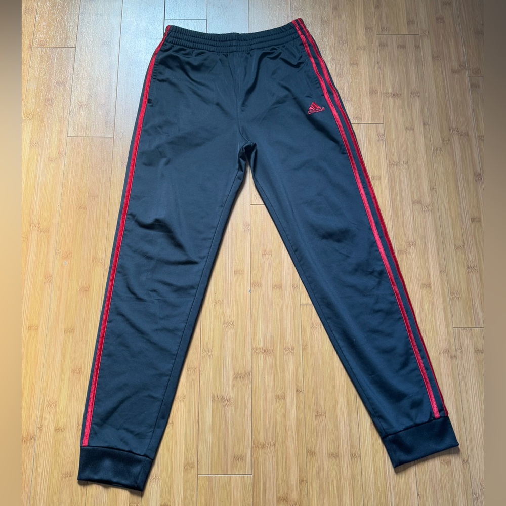 Black Track Pants with Red Stripes